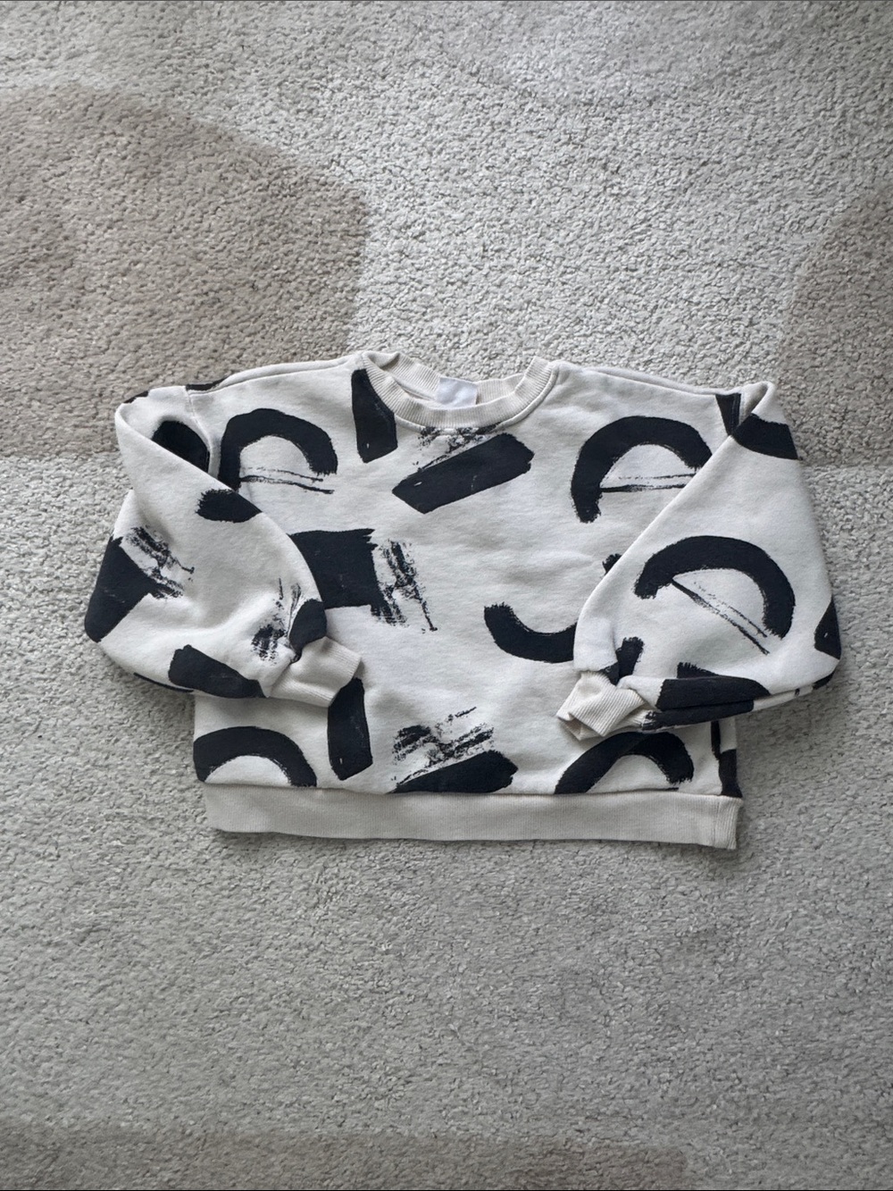 Zara Girls Cream Sweatshirt with Black Print